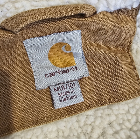 *RARE* Carhartt Tan Hooded Wildwood Sherpa Lined Jacket *hood is missing* - Picture 4 of 13
